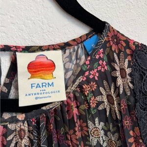 Farm Rio Floral Women's Top - Black and Multicolor